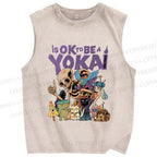 Unisex Ok yokai Vintage Printed Washed Tank Top