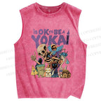 Unisex Ok yokai Vintage Printed Washed Tank Top