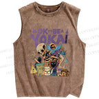 Unisex Ok yokai Vintage Printed Washed Tank Top