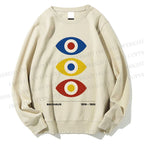 Unisex Bauhaus Geometric Eyes Printed Sweatshirt