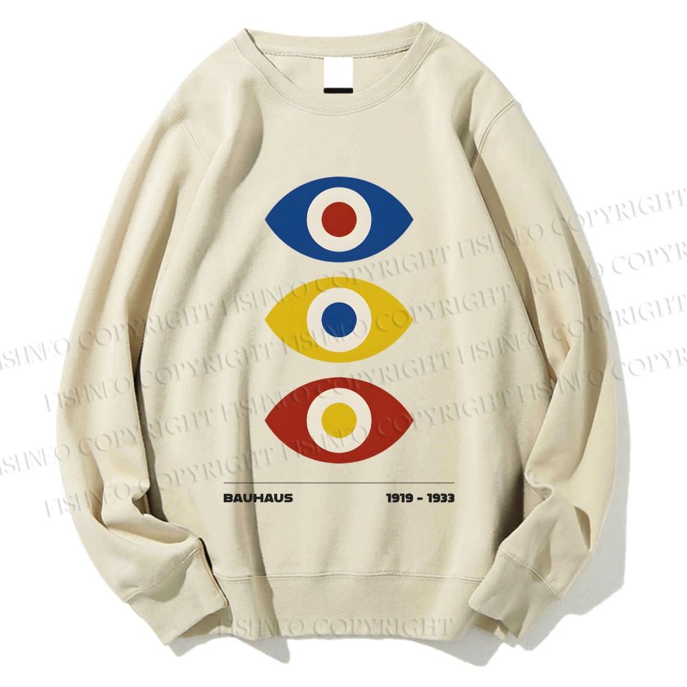 Unisex Bauhaus Geometric Eyes Printed Sweatshirt