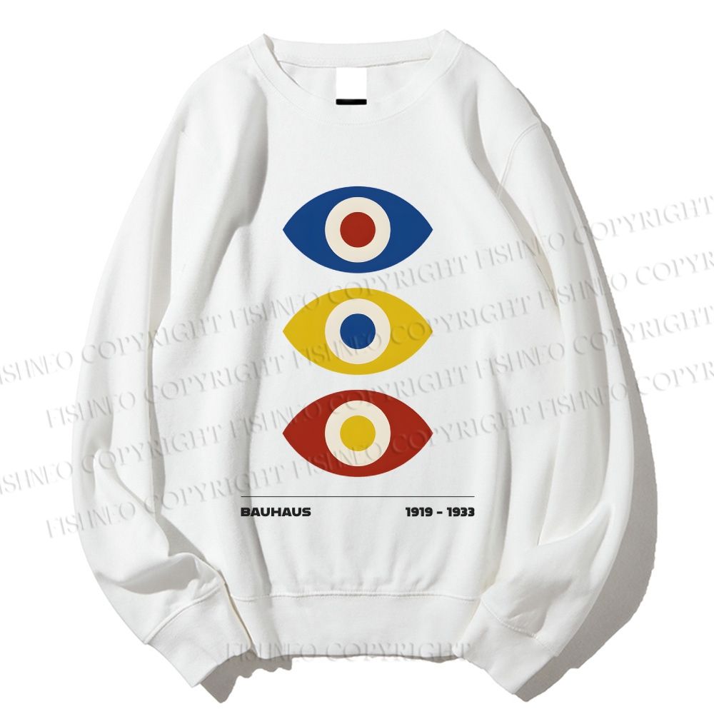 Unisex Bauhaus Geometric Eyes Printed Sweatshirt