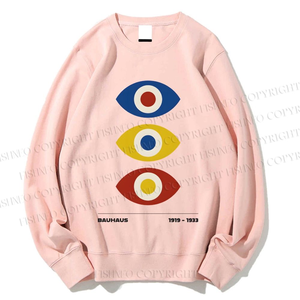 Unisex Bauhaus Geometric Eyes Printed Sweatshirt