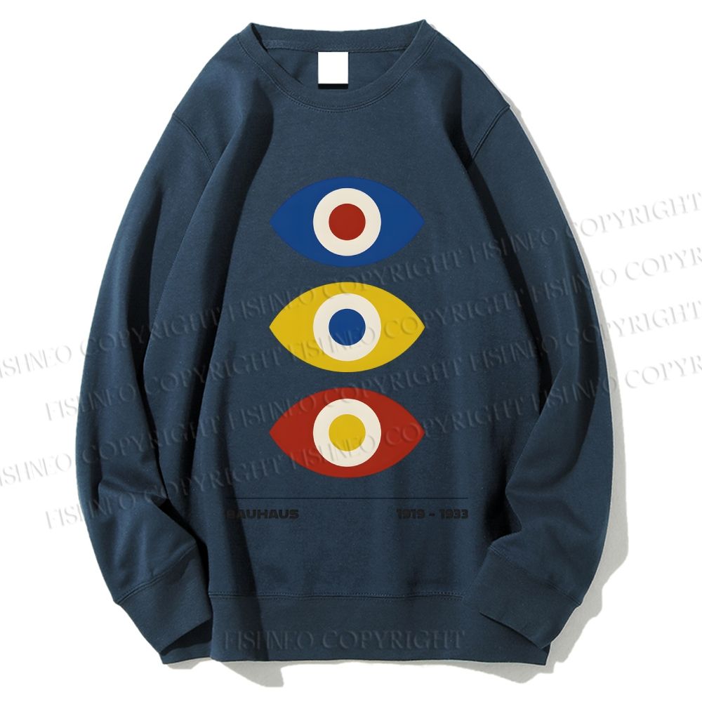 Unisex Bauhaus Geometric Eyes Printed Sweatshirt