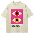 Unisex Bauhaus Geometric Eyes Printed Washed Tee