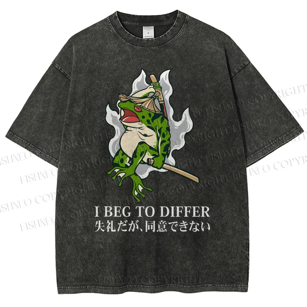 Unisex Frog Pet I Beg To Differ Printed Washed Tee