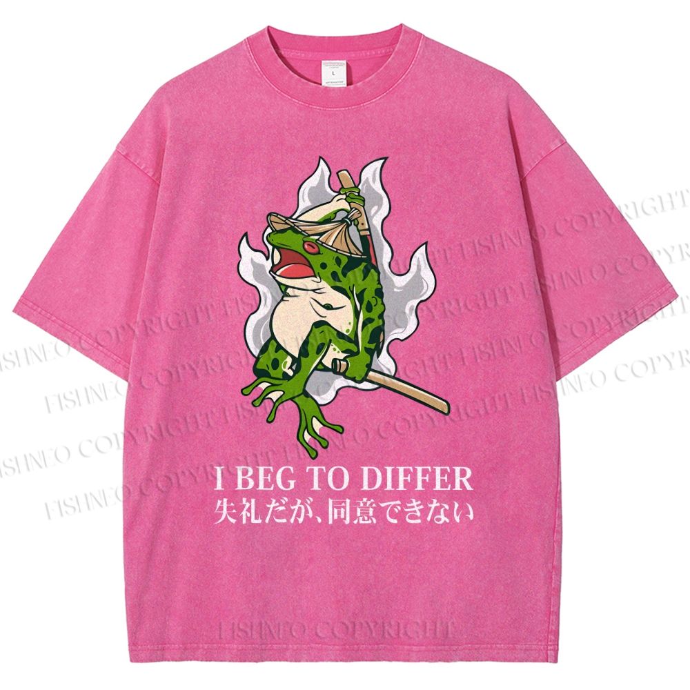 Unisex Frog Pet I Beg To Differ Printed Washed Tee