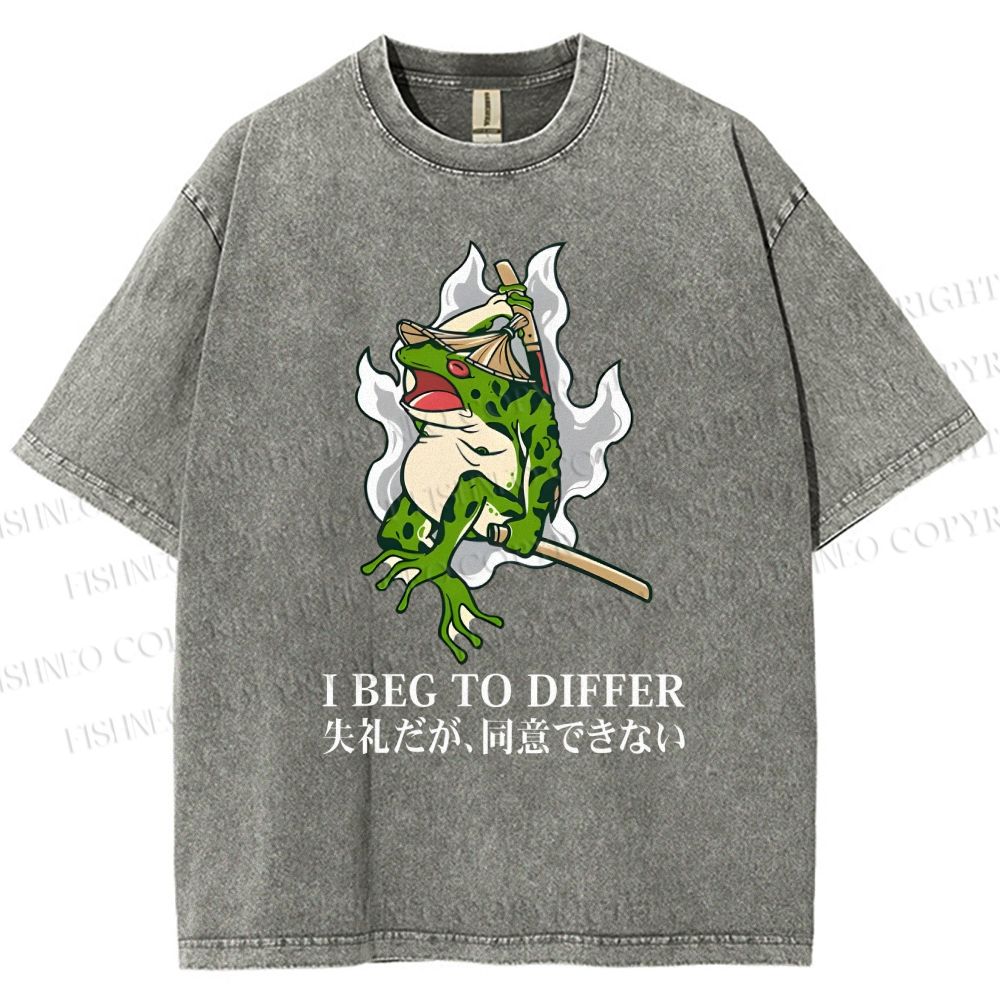 Unisex Frog Pet I Beg To Differ Printed Washed Tee