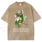 Unisex Frog Pet I Beg To Differ Printed Washed Tee
