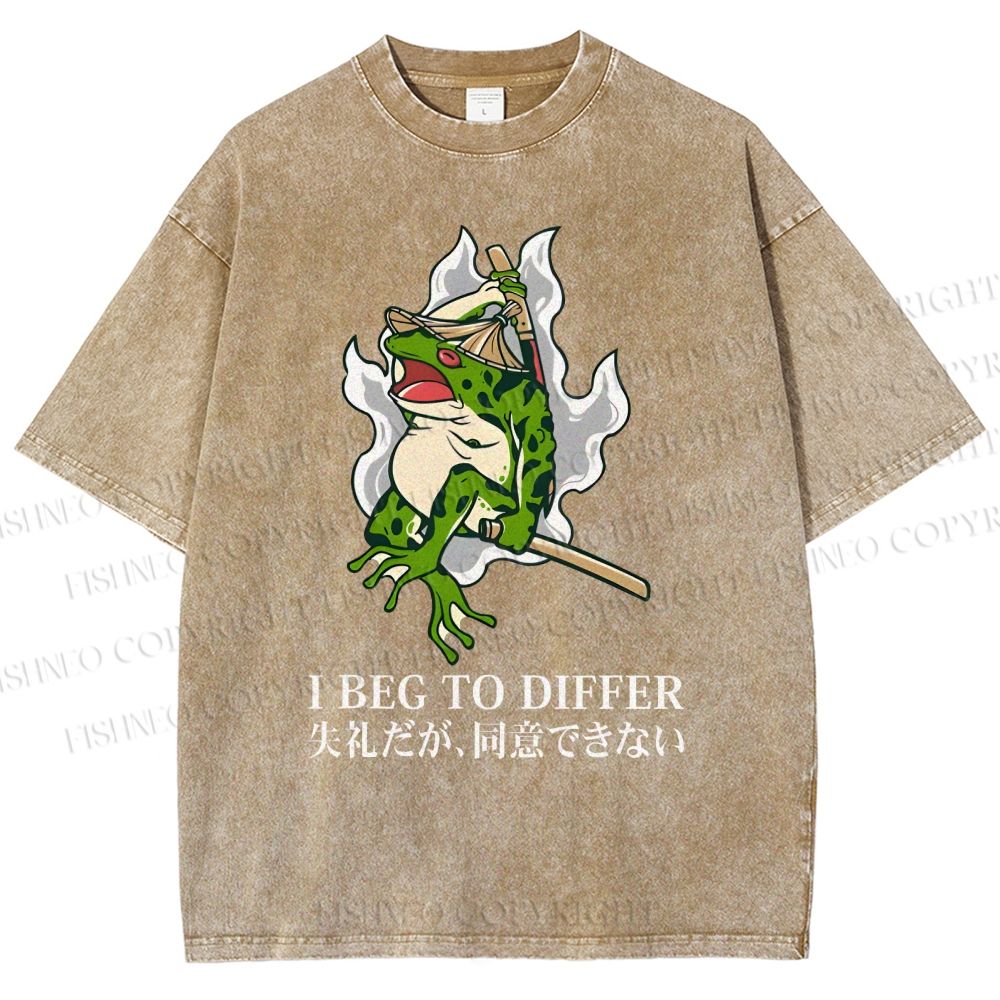 Unisex Frog Pet I Beg To Differ Printed Washed Tee