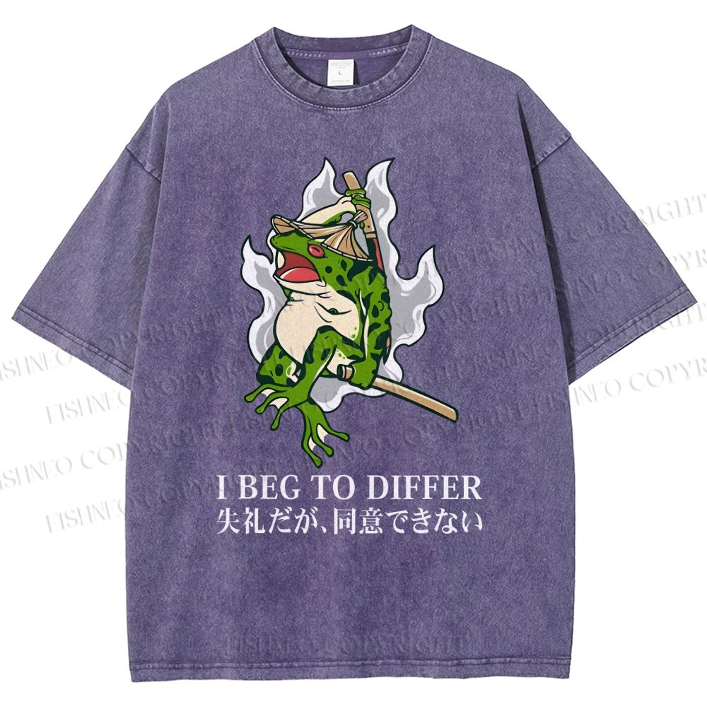 Unisex Frog Pet I Beg To Differ Printed Washed Tee