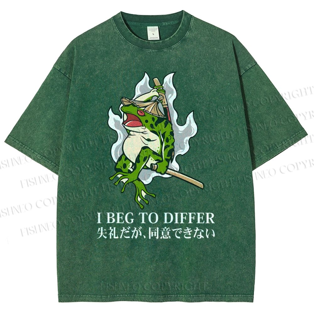 Unisex Frog Pet I Beg To Differ Printed Washed Tee