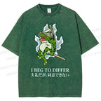 Unisex Frog Pet I Beg To Differ Printed Washed Tee