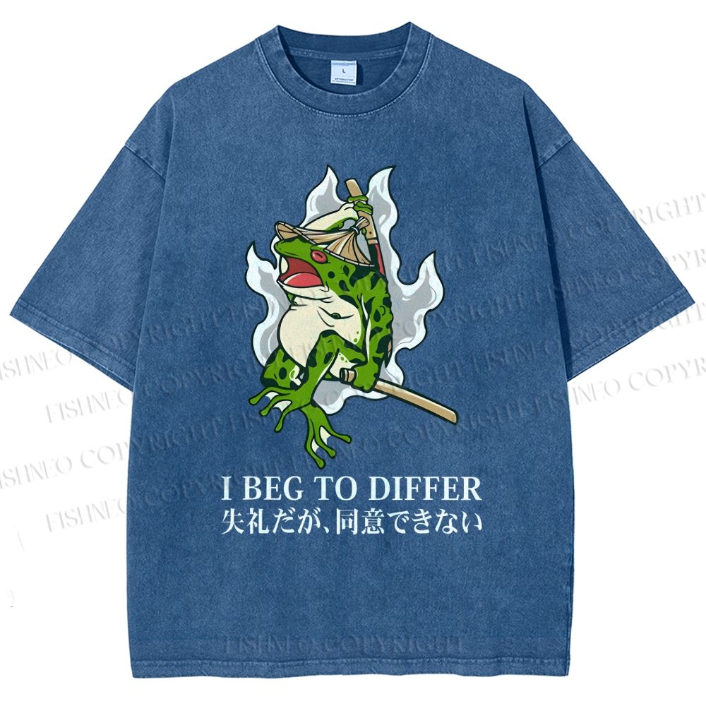 Unisex Frog Pet I Beg To Differ Printed Washed Tee