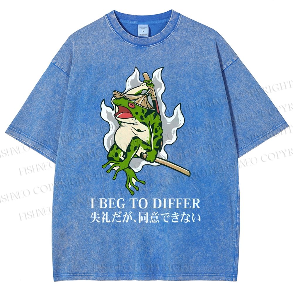 Unisex Frog Pet I Beg To Differ Printed Washed Tee