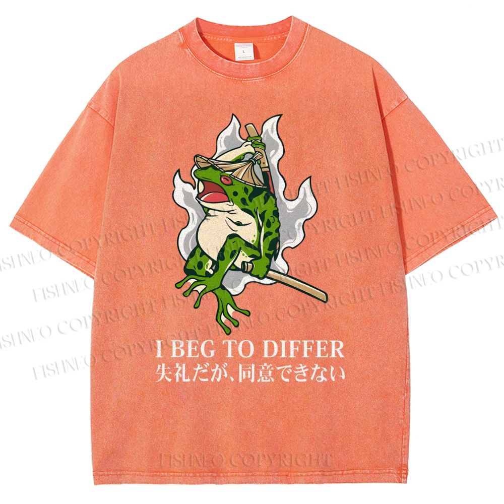 Unisex Frog Pet I Beg To Differ Printed Washed Tee