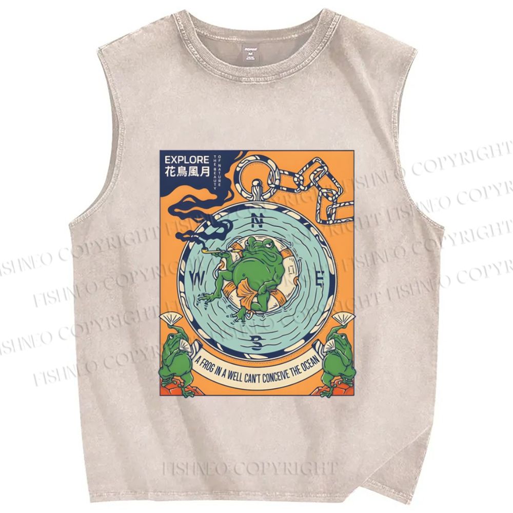 Unisex A Frog In A Well Printed Washed Tank Top