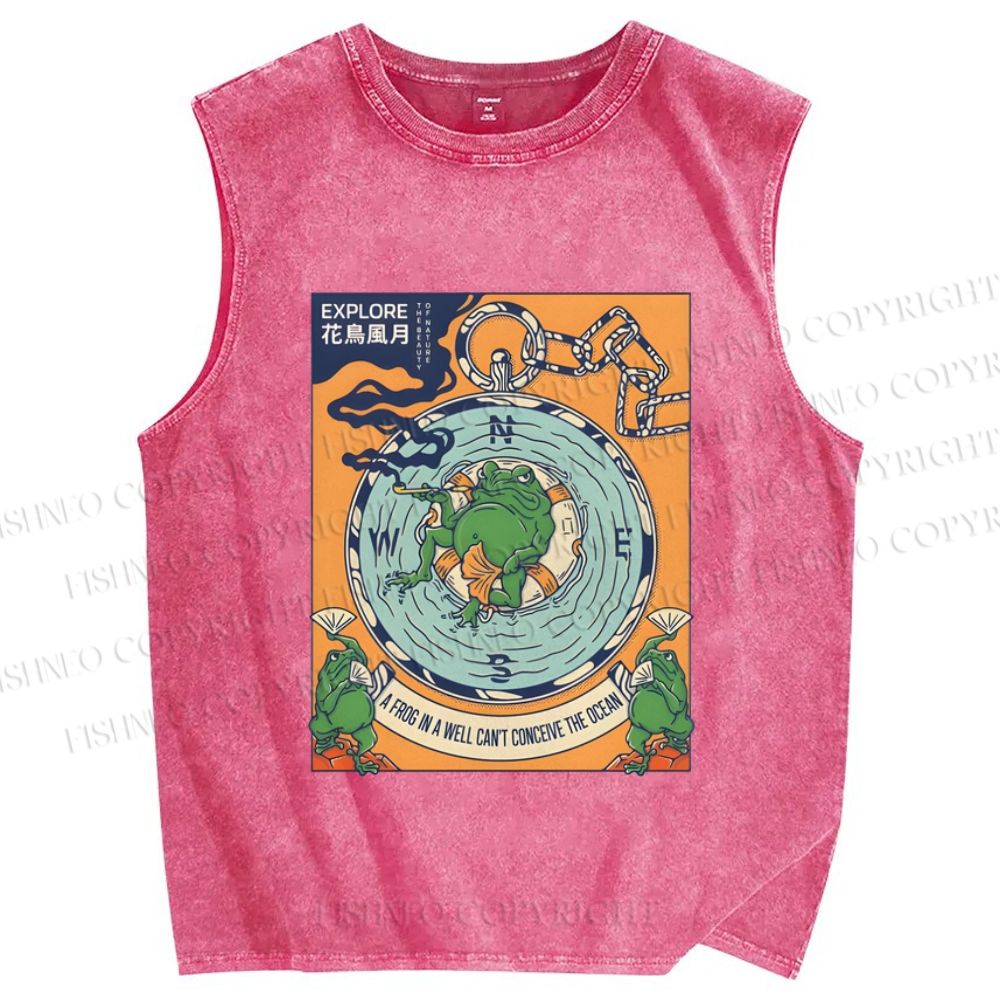 Unisex A Frog In A Well Printed Washed Tank Top