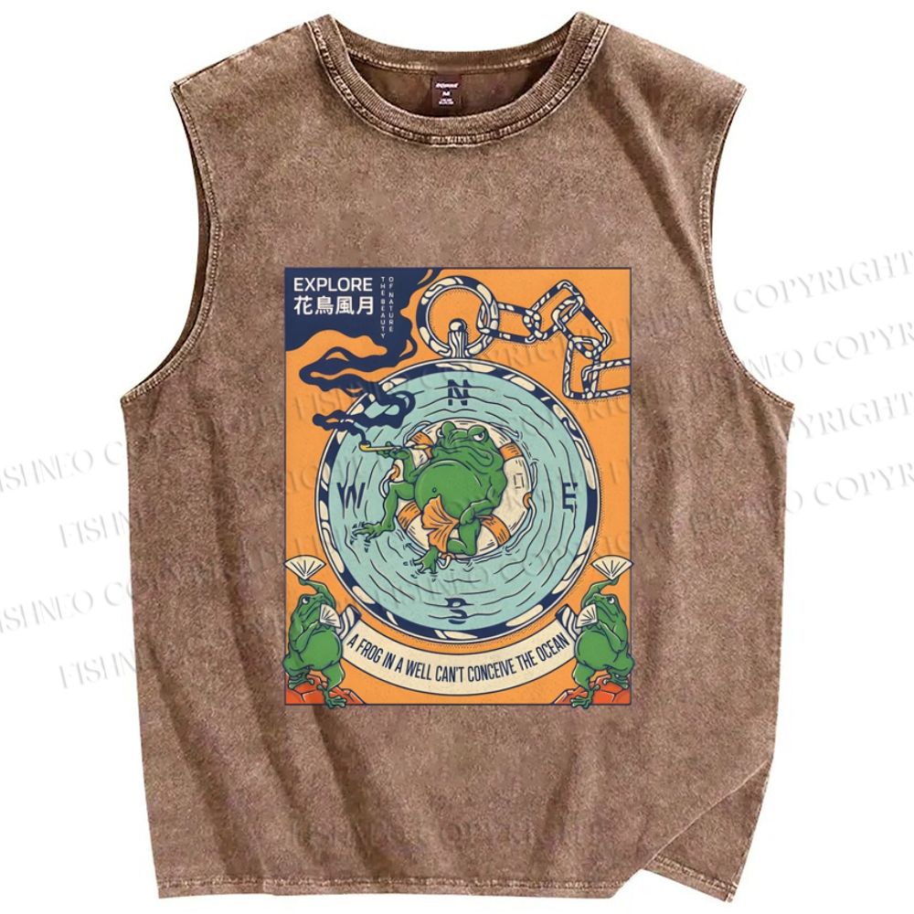 Unisex A Frog In A Well Printed Washed Tank Top