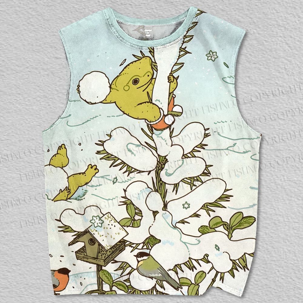 Unisex Snow Frog Printed Tank Top