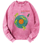 Frog Natural Melody Art Record Washed Sweatshirt