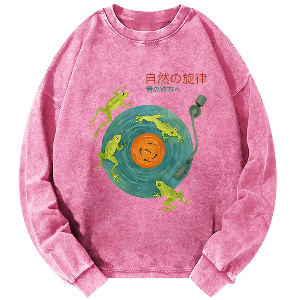 Frog Natural Melody Art Record Washed Sweatshirt