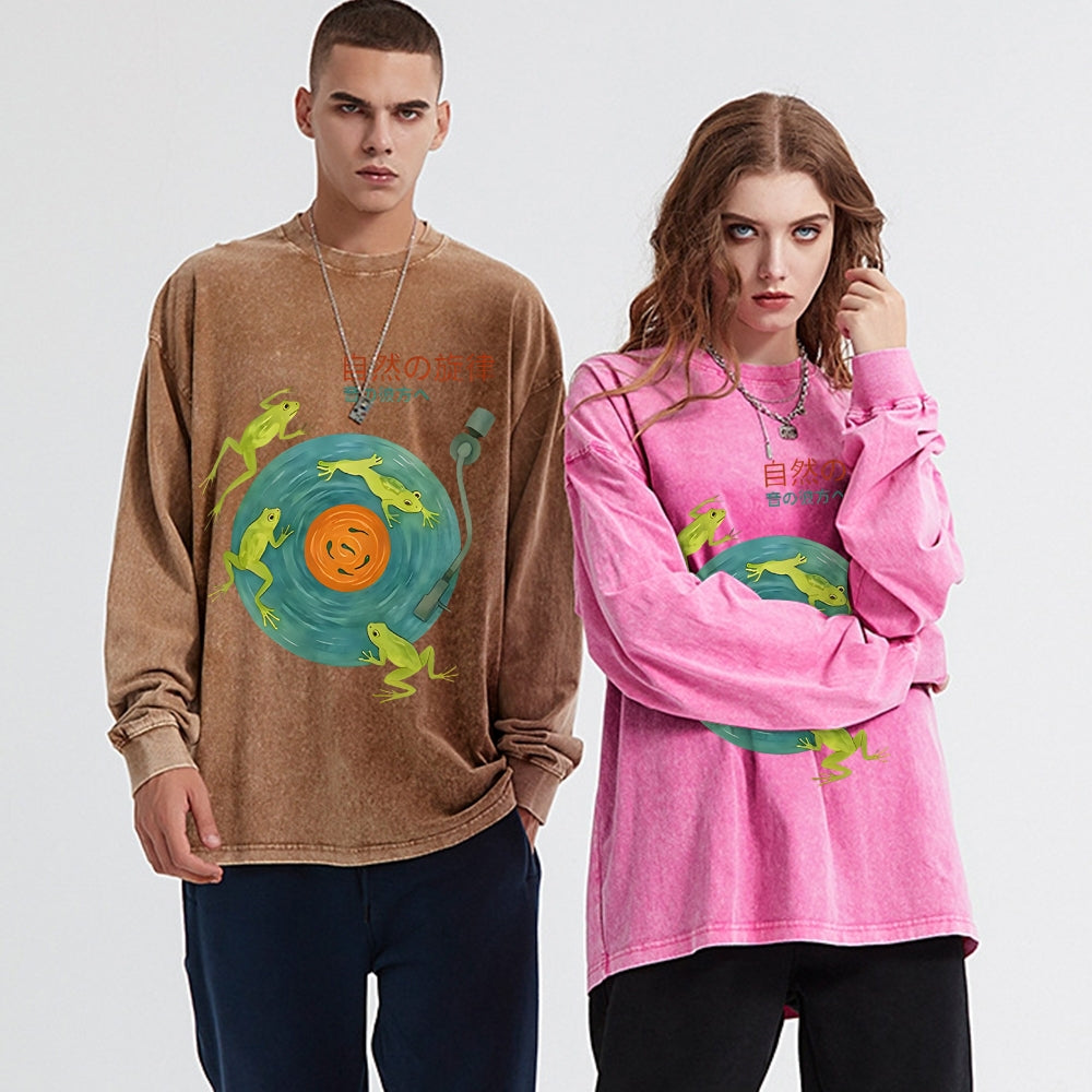 Frog Natural Melody Art Record Washed Sweatshirt