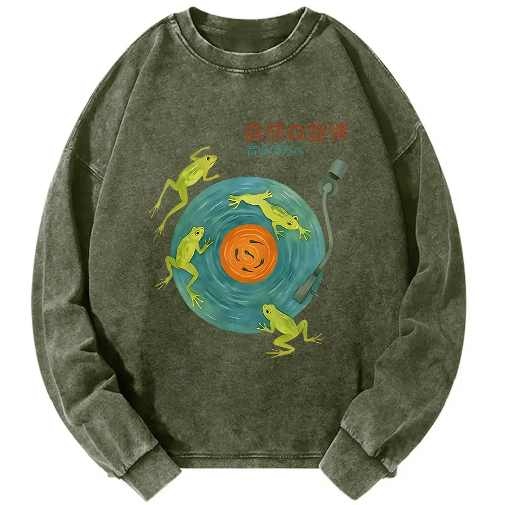 Frog Natural Melody Art Record Washed Sweatshirt