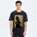 Crow and black cat Washed T-Shirt