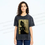Crow and black cat Washed T-Shirt