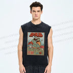 Unisex Frog Pet Kaiju Printed Washed Tank Top