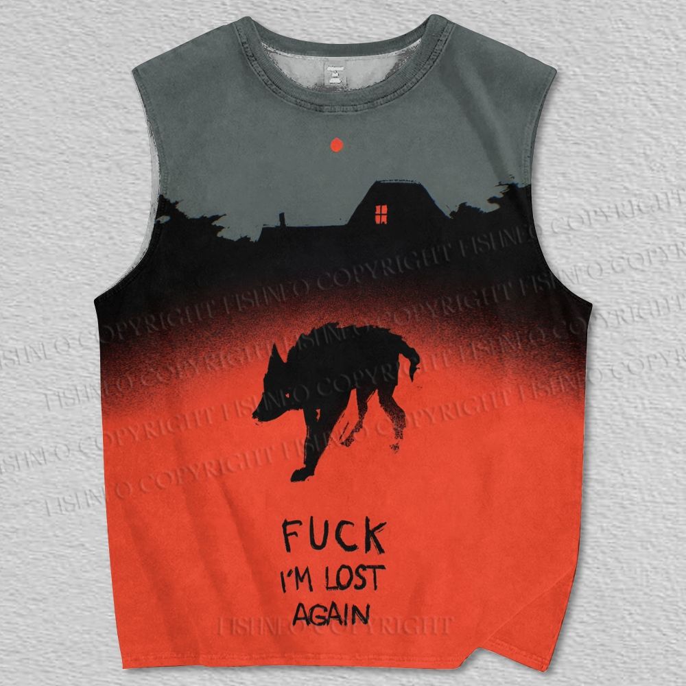 Unisex Lonely Wolf Lost Again Printed Tank Top