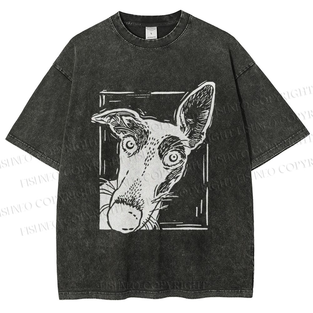 Unisex Big Dog Printed Washed Tee