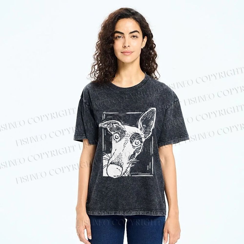 Unisex Big Dog Printed Washed Tee