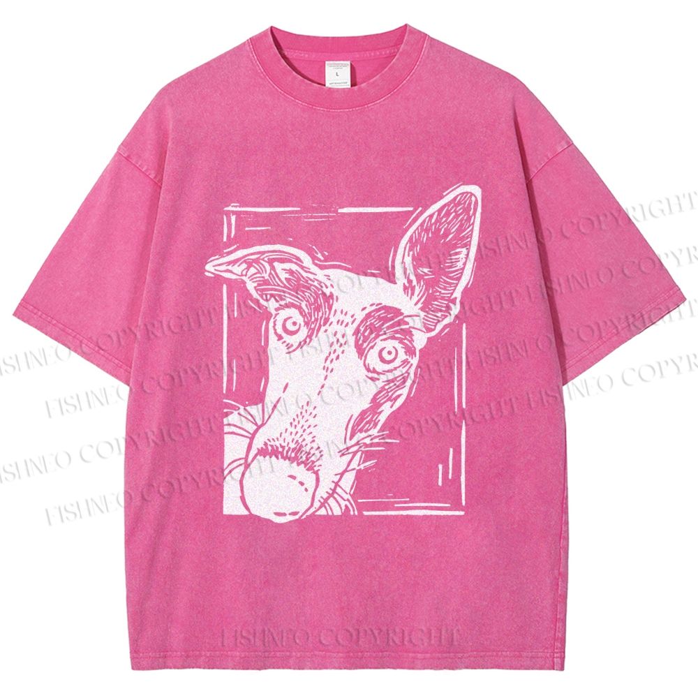 Unisex Big Dog Printed Washed Tee