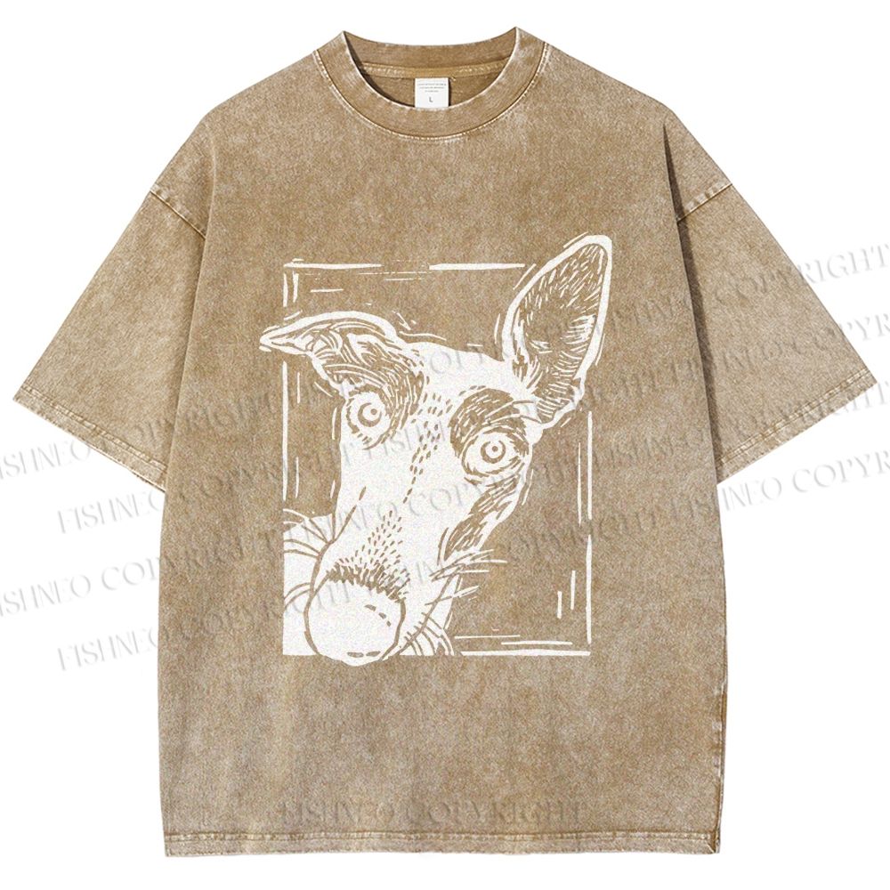 Unisex Big Dog Printed Washed Tee