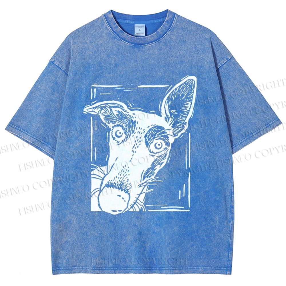 Unisex Big Dog Printed Washed Tee