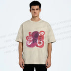 Unisex Japanese Octopus Printed Washed Tee