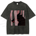 Unisex Wolf Hiding in Wood Printed Washed Tee
