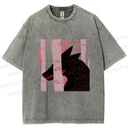 Unisex Wolf Hiding in Wood Printed Washed Tee