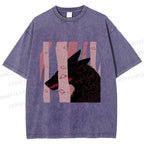Unisex Wolf Hiding in Wood Printed Washed Tee
