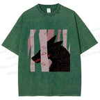 Unisex Wolf Hiding in Wood Printed Washed Tee