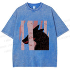 Unisex Wolf Hiding in Wood Printed Washed Tee