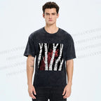 Unisex Red Wolf Hiding in Wood Printed Washed Tee