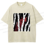 Unisex Red Wolf Hiding in Wood Printed Washed Tee