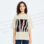 Unisex Red Wolf Hiding in Wood Printed Washed Tee