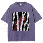 Unisex Red Wolf Hiding in Wood Printed Washed Tee