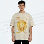 Unisex Yayoi Kusama Line Lion Printed Washed Tee