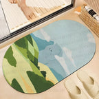 Giant Blue Cat in Mountain Printed Bath Mat