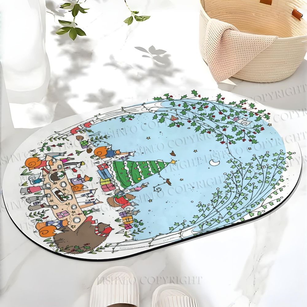 Christmas Tree Printed Bath Mat